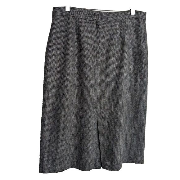 Plus Women Skirt Wool Blend Mid-Length Lined Slit Chevron Back Zipper Waist 32" - Picture 2 of 9